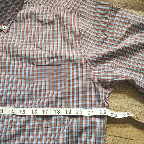 Onward Reserve Mens Preppy Plaid Button Down Shirt XL Blue Orange Tailored Fit - Picture 7 of 8